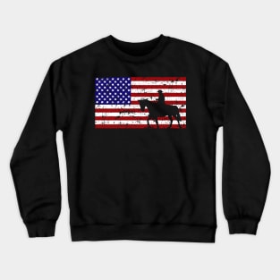 Distressed American Flag Horse 4th of July Patriotic Pride Crewneck Sweatshirt